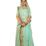 Baby Sky Blue Aari Resham Work Rajputi Poshak | Triple Handwork on Bamber Satin | Jaipurio Designer Collection